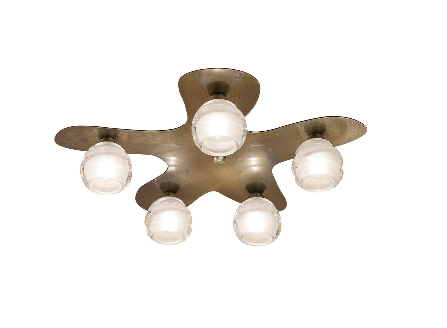 Loop Flush Ceiling 5 Light G9 ECO, Antique Brass by Mantra