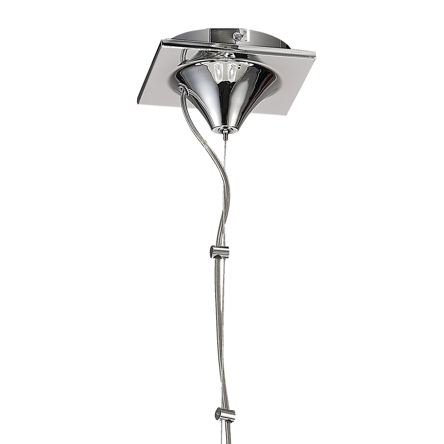 Louise Pendant 6 Light E27 With White Shades Polished Chrome / Clear Crystal by Mantra