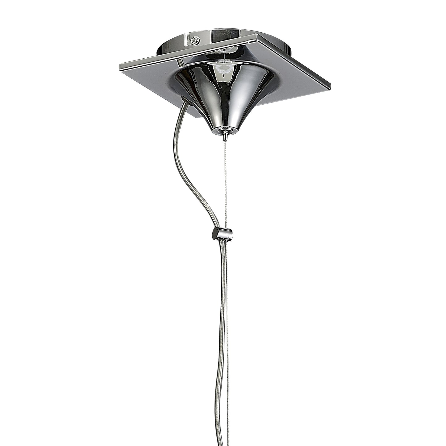 Louise Pendant 3 Light E27 Round With White Shades Polished Chrome / Clear Crystal by Mantra