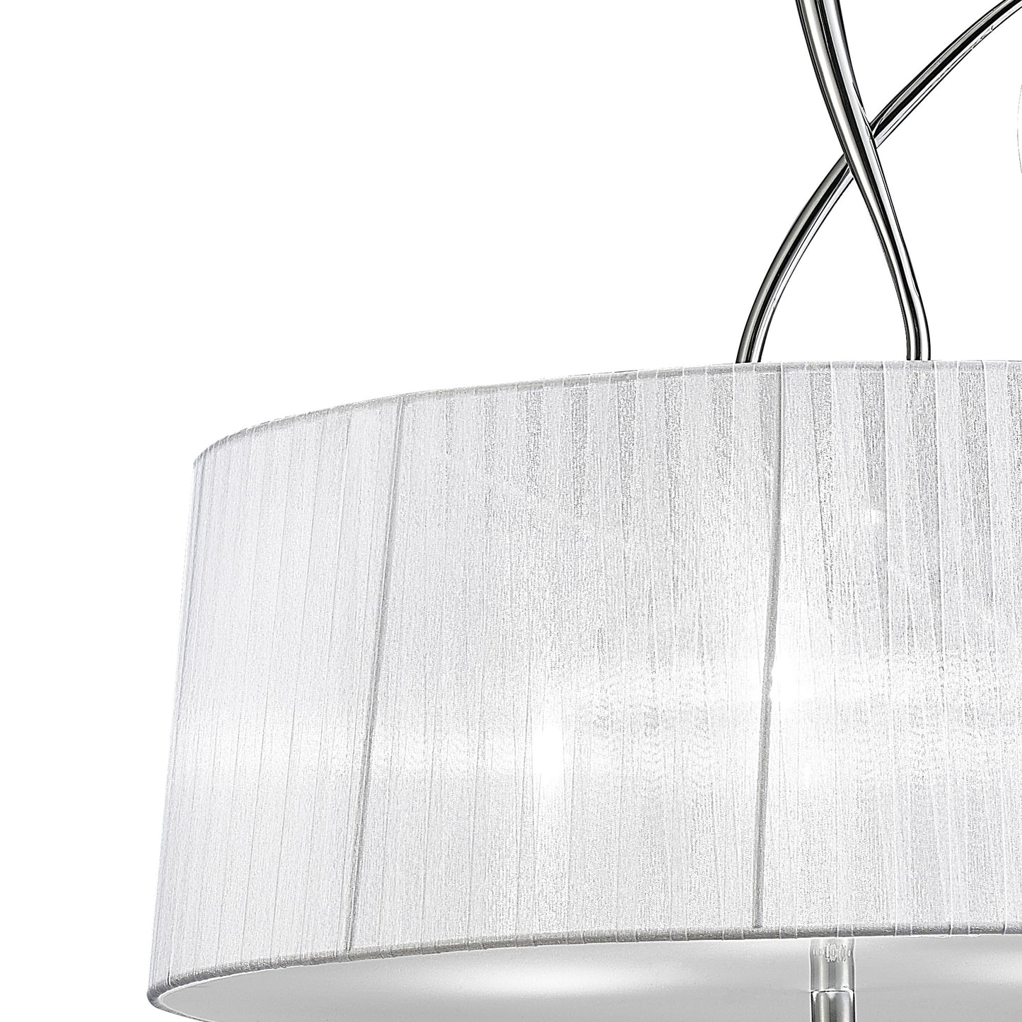 Louise Pendant 3 Light E27 Round With White Shades Polished Chrome / Clear Crystal by Mantra