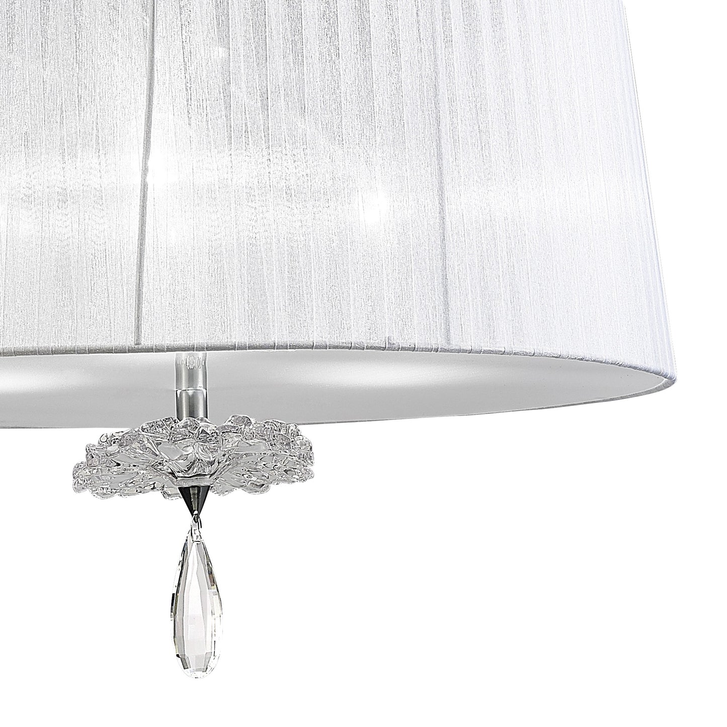 Louise Pendant 3 Light E27 Round With White Shades Polished Chrome / Clear Crystal by Mantra