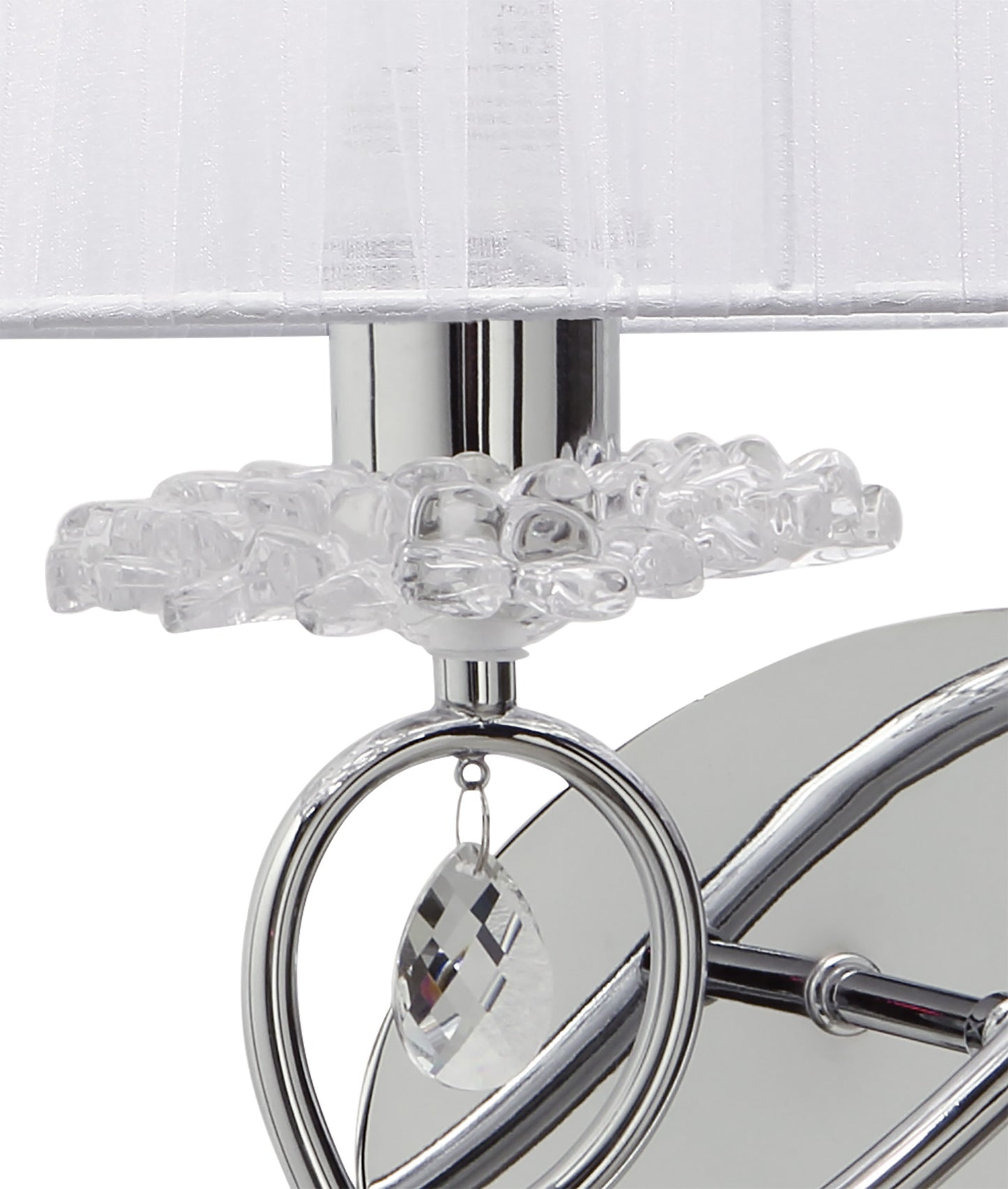 Louise Wall Lamp Right 2 Light E27 With White Shade Polished Chrome / Clear Crystal by Mantra