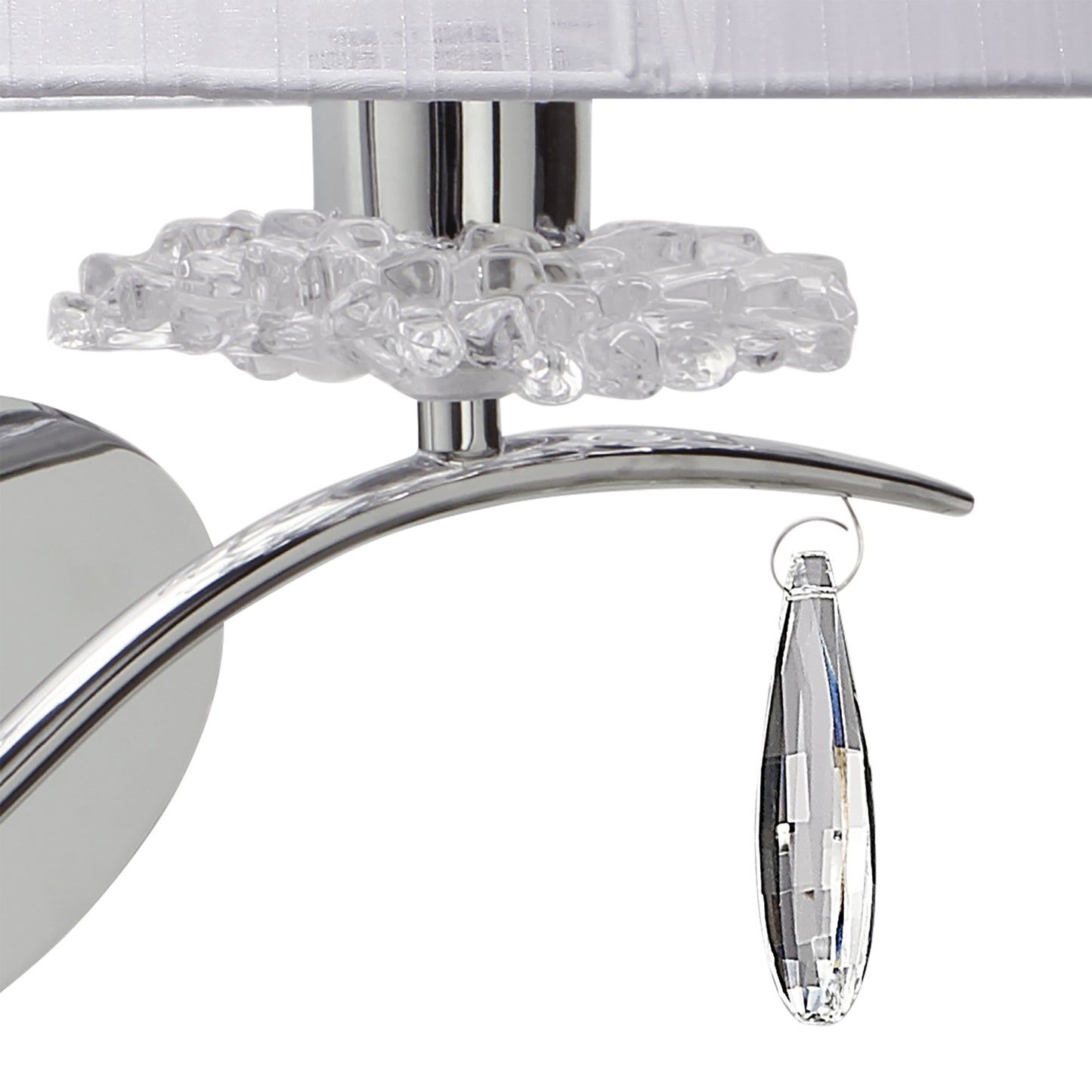 Louise Wall Lamp Right 2 Light E27 With White Shade Polished Chrome / Clear Crystal by Mantra