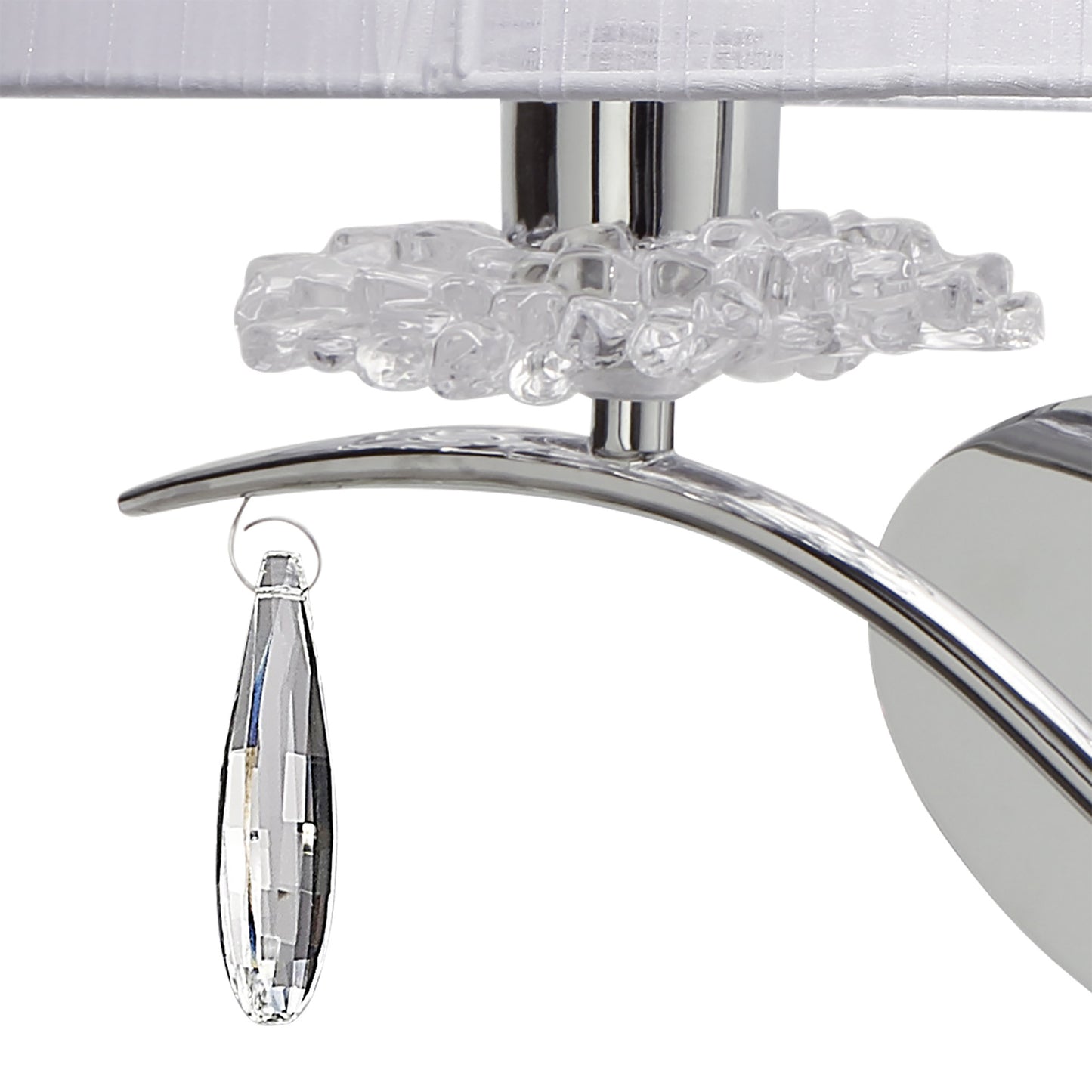 Louise Wall Lamp Left 2 Light E27 With White Shade Polished Chrome/Clear Crystal by Mantra