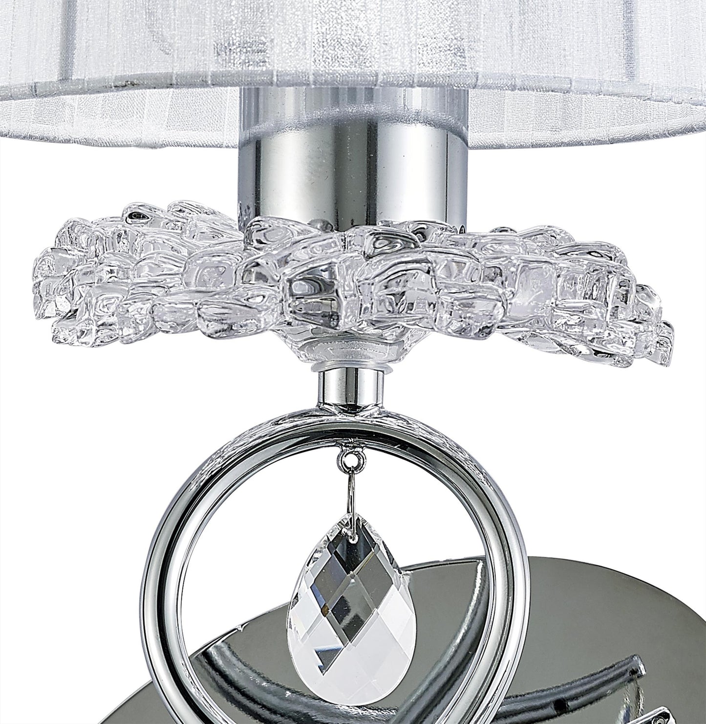 Louise Wall Lamp 1 Light E27 With White Shade Polished Chrome / Clear Crystal by Mantra