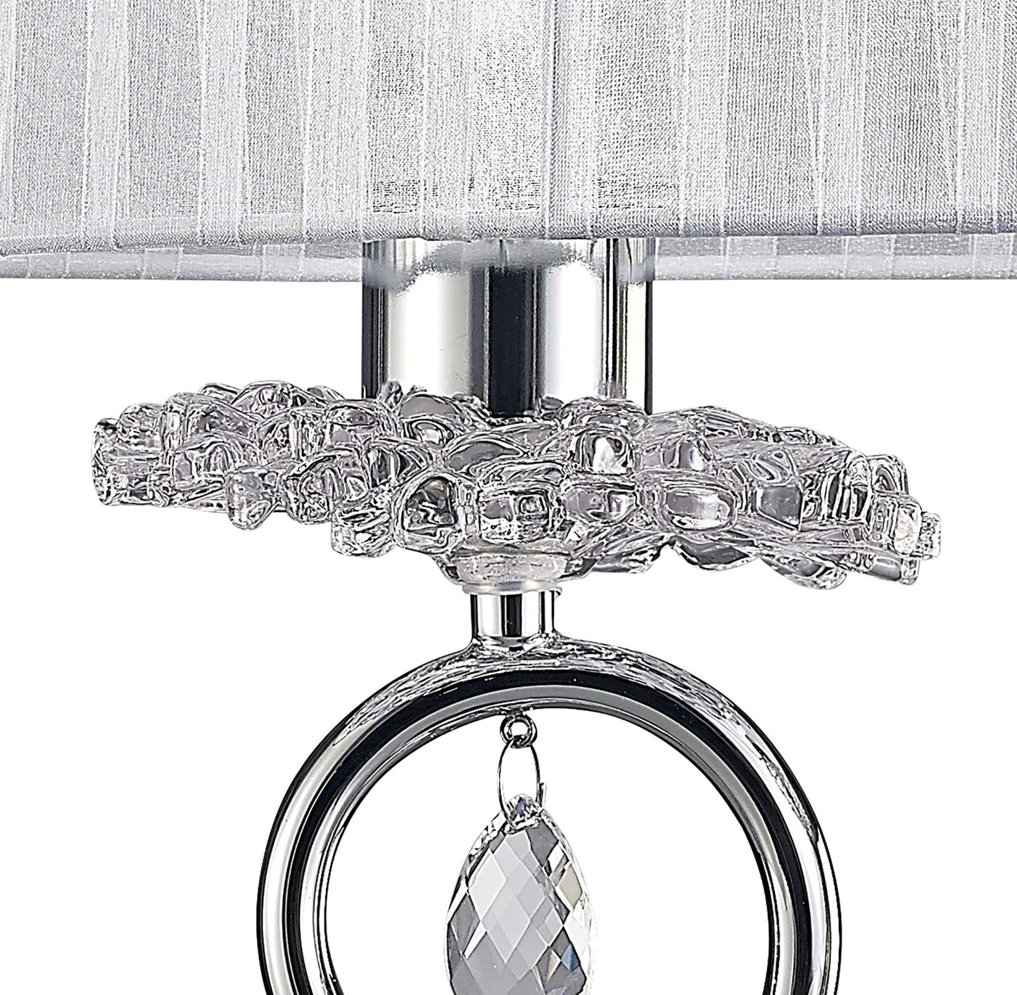 Louise Table Lamp 2 Light E27 Large With White Shade Polished Chrome / Clear Crystal by Mantra