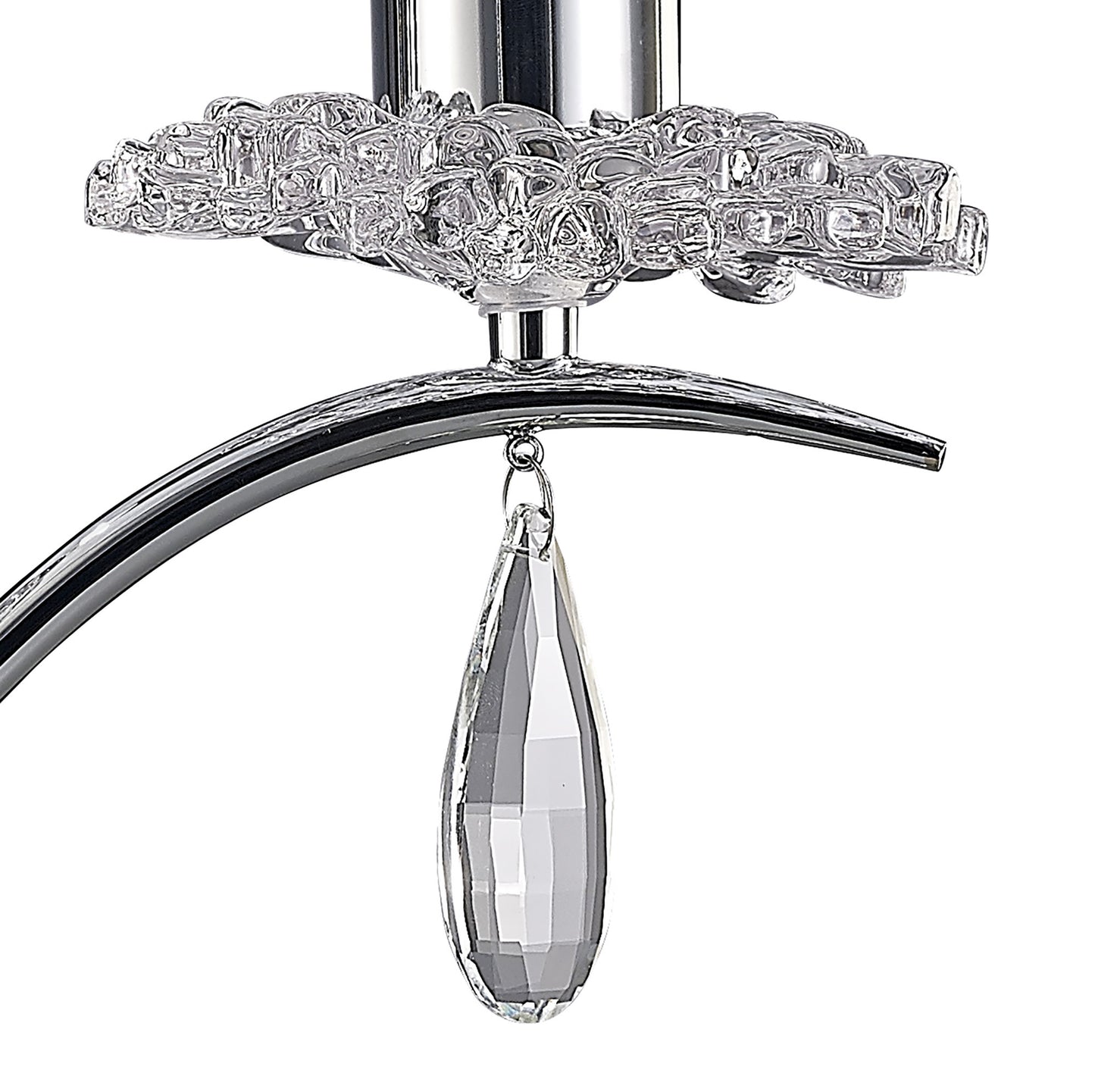 Louise Table Lamp 2 Light E27 Large With White Shade Polished Chrome / Clear Crystal by Mantra