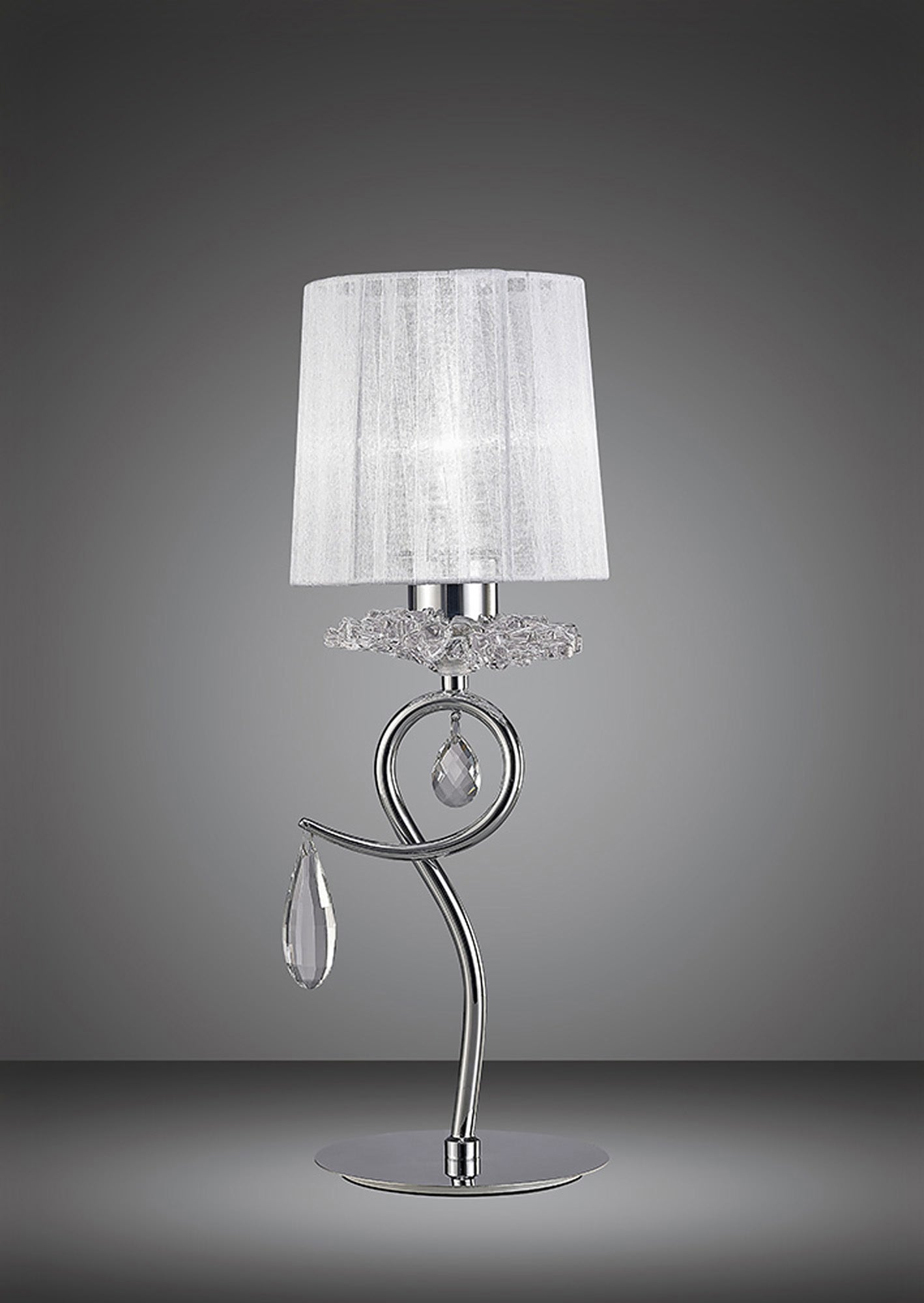 Louise Table Lamp 1 Light E27 With White Shade Polished Chrome / Clear Crystal by Mantra