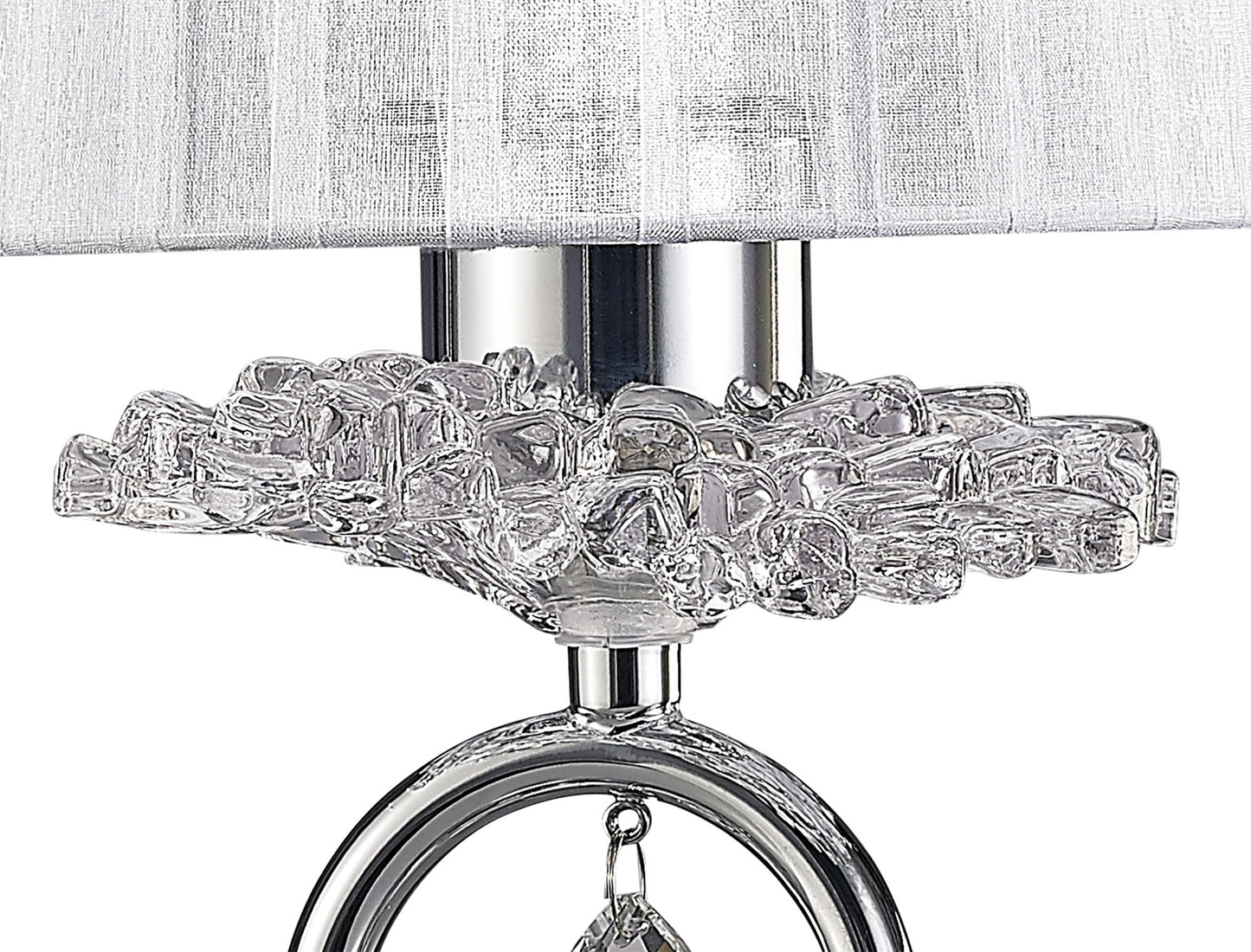 Louise Table Lamp 1 Light E27 With White Shade Polished Chrome / Clear Crystal by Mantra