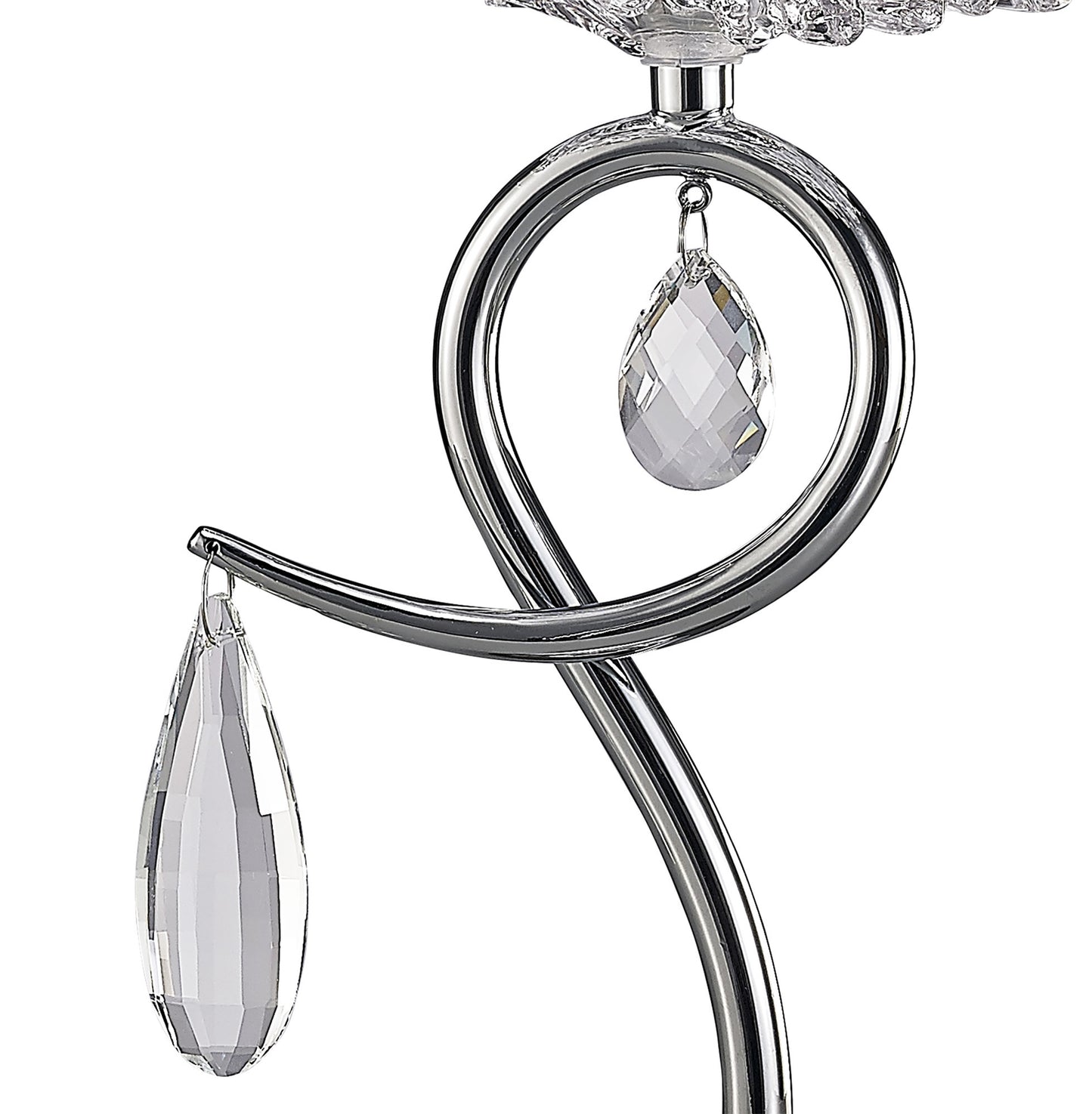 Louise Table Lamp 1 Light E27 With White Shade Polished Chrome / Clear Crystal by Mantra