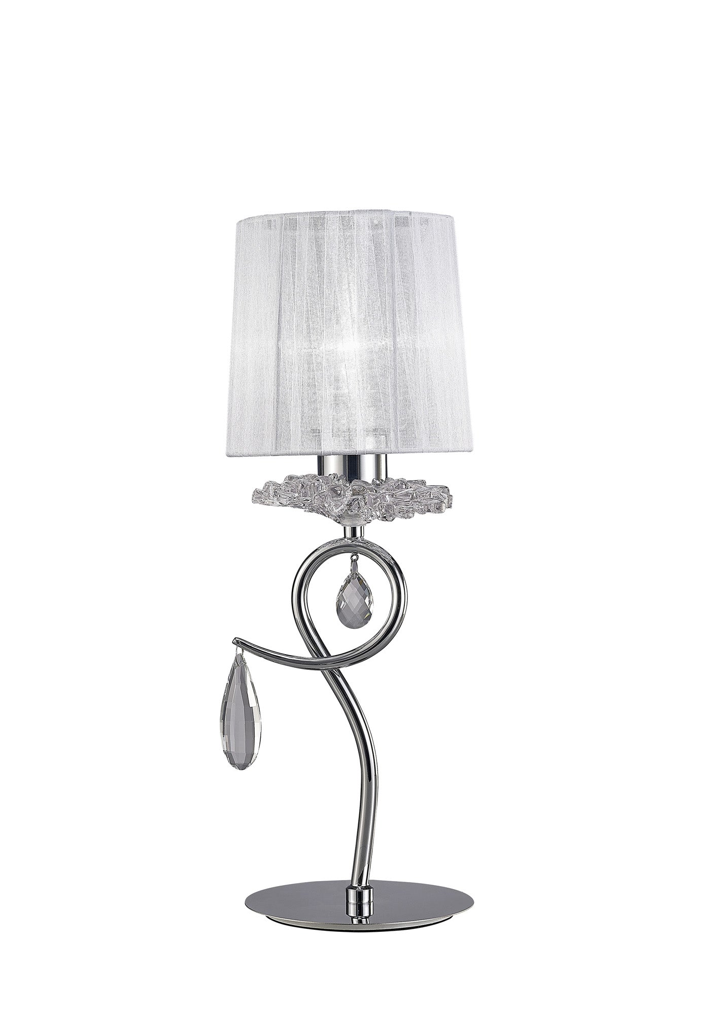 Louise Table Lamp 1 Light E27 With White Shade Polished Chrome / Clear Crystal by Mantra