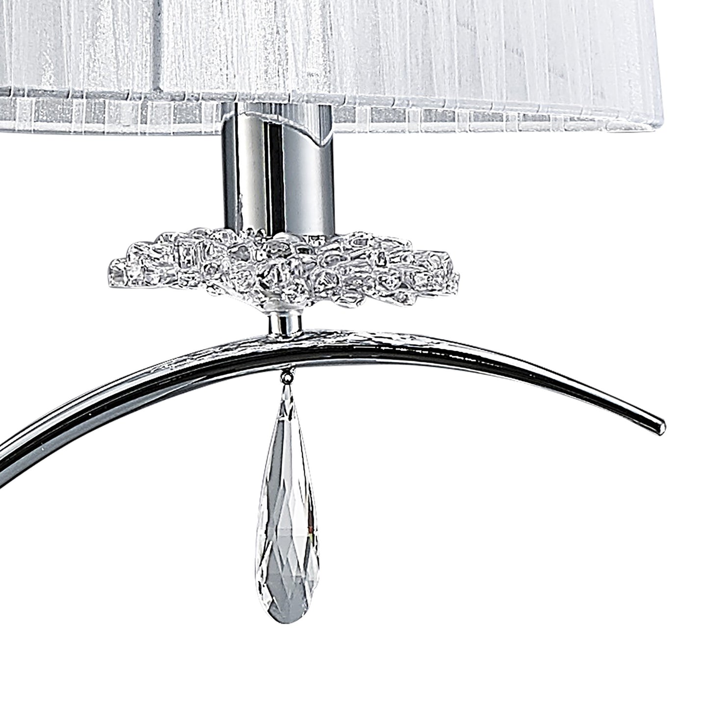 Louise Floor Lamp 2 Light E27 With White Shade Polished Chrome / Clear Crystal by Mantra