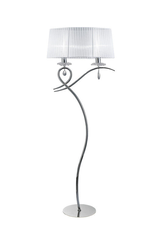 Louise Floor Lamp 2 Light E27 With White Shade Polished Chrome / Clear Crystal by Mantra