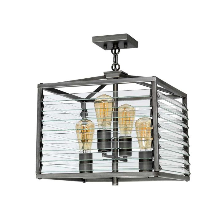 Louvre 4 Light Pendant - Painted Gunmetal