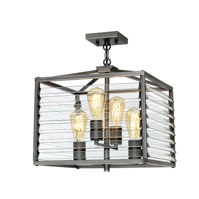 Louvre 4 Light Pendant - Painted Gunmetal