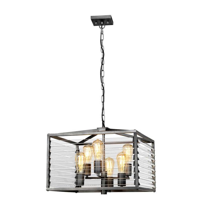 Louvre 6 Light Pendant - Painted Gunmetal