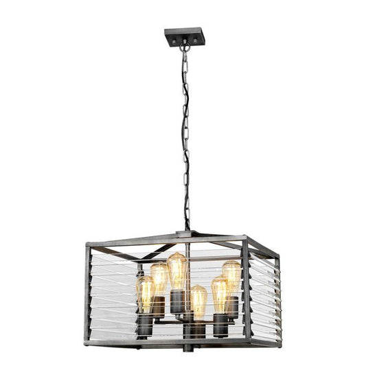 Louvre 6 Light Pendant - Painted Gunmetal