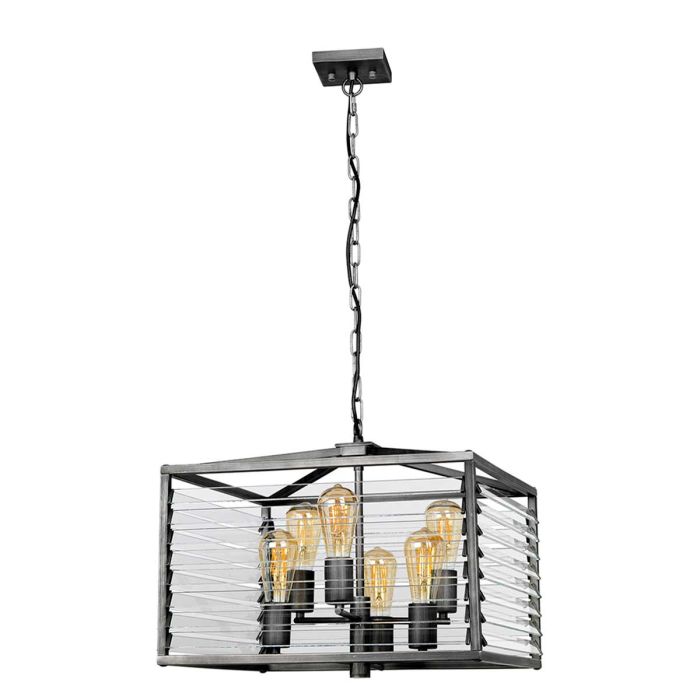 Louvre 6 Light Pendant - Painted Gunmetal