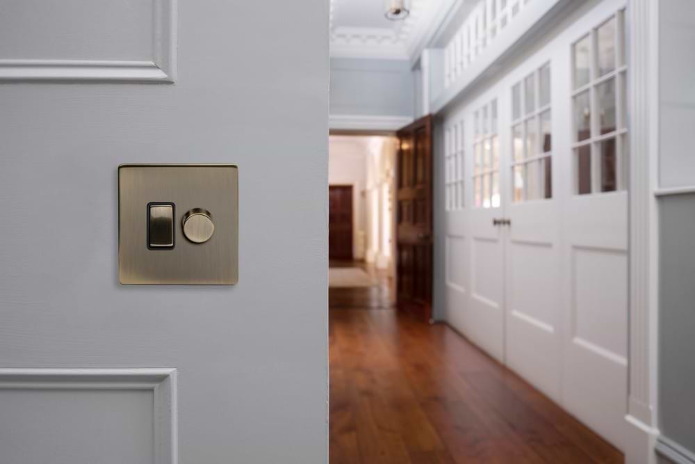 The Charterhouse Collection Dimmer and Rocker Switch Combo (2-Way Switch & 2-Way Intelligent Dimmer) Antique Brass