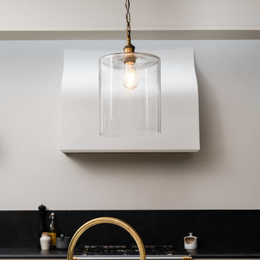 Lowell Grand Clear Large Glass Cylinder Pendant Light