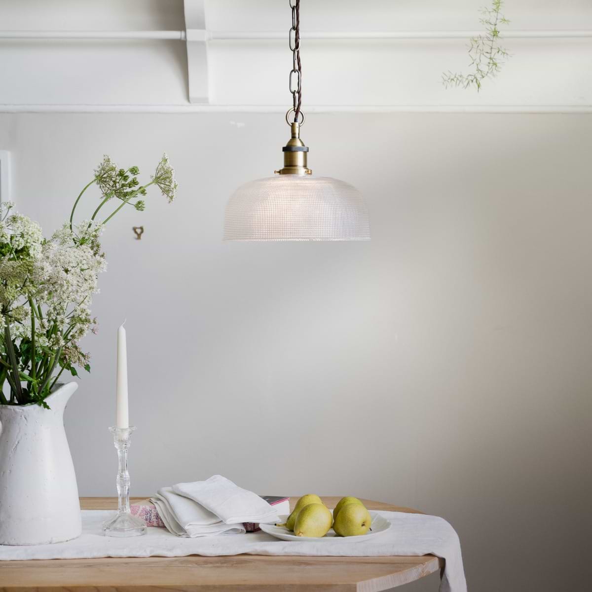 Du Maurier Prismatic Stepped Dome Glass Pendant Light