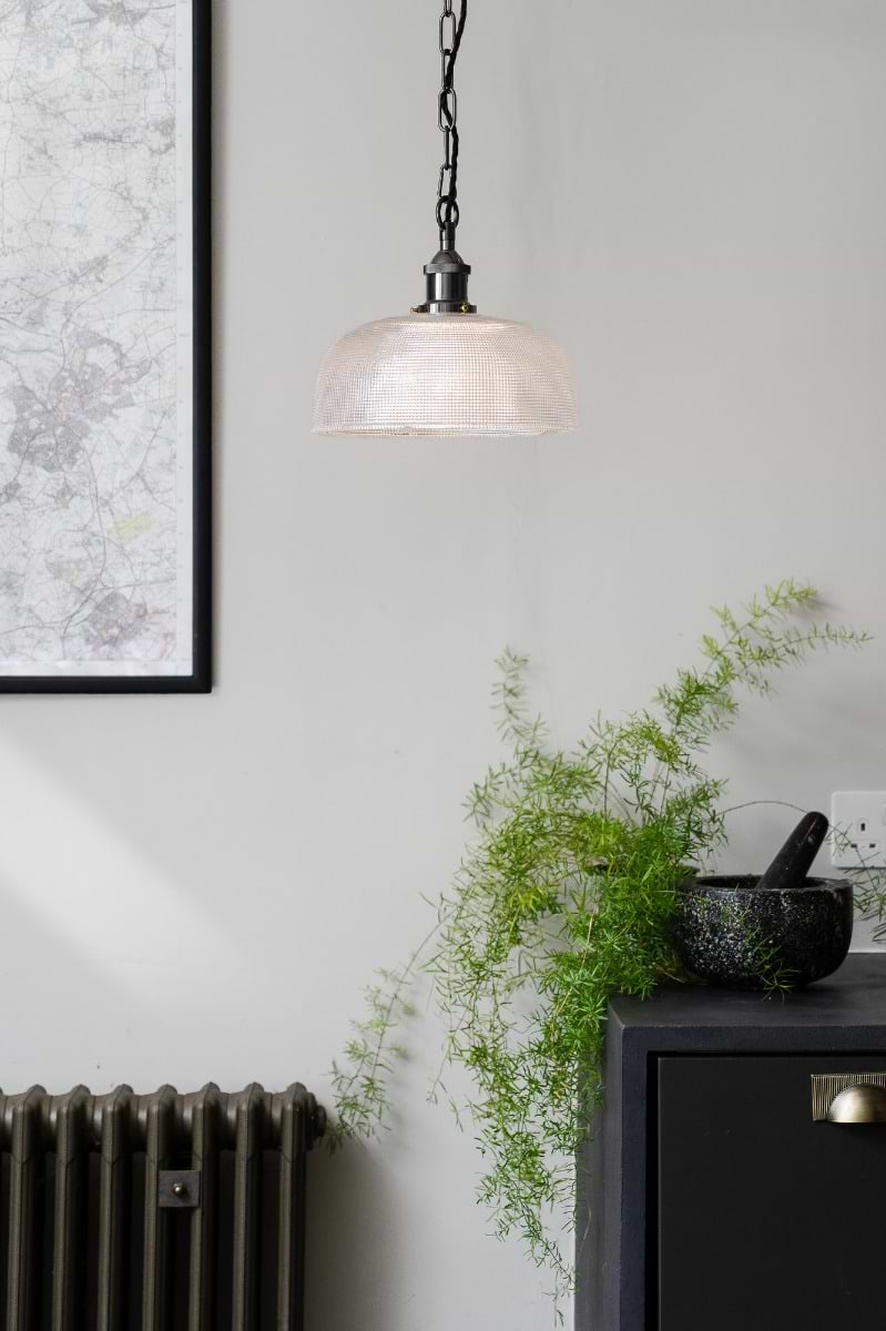 Du Maurier Prismatic Stepped Dome Glass Pendant Light