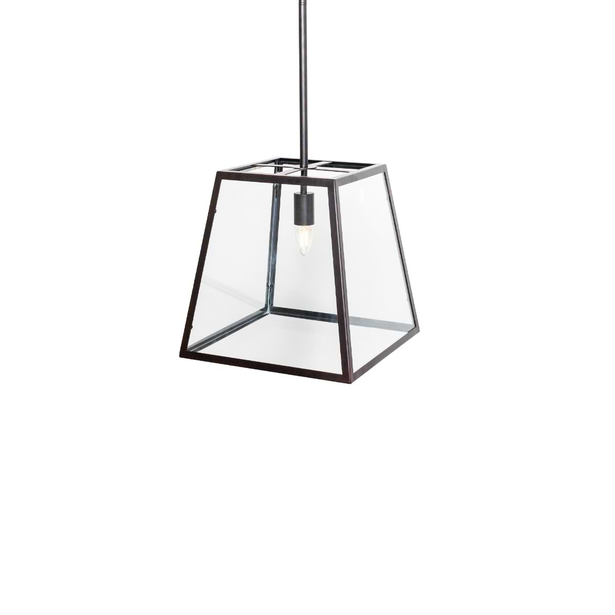 Ludlow Geo Trapeze Metal and Glass Lantern Pendant Light - Soho Lighting