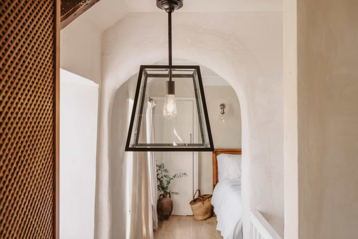 Ludlow Geo Trapeze Metal and Glass Lantern Pendant Light - Soho Lighting