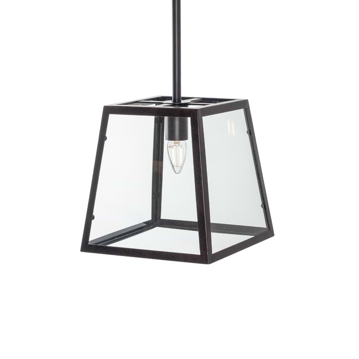 Small Ludlow Geo Trapeze Metal and Glass Lantern Pendant Light