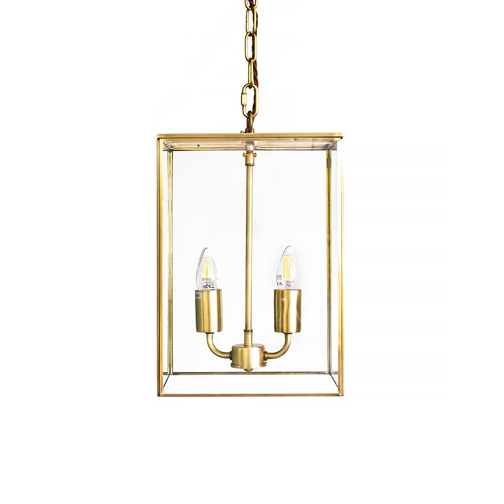 Soho Lighting London Lantern Pendant Crossbar Small Brass