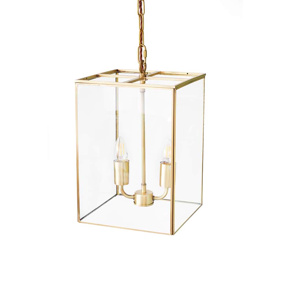 Soho Lighting London Lantern Pendant Crossbar Small Brass
