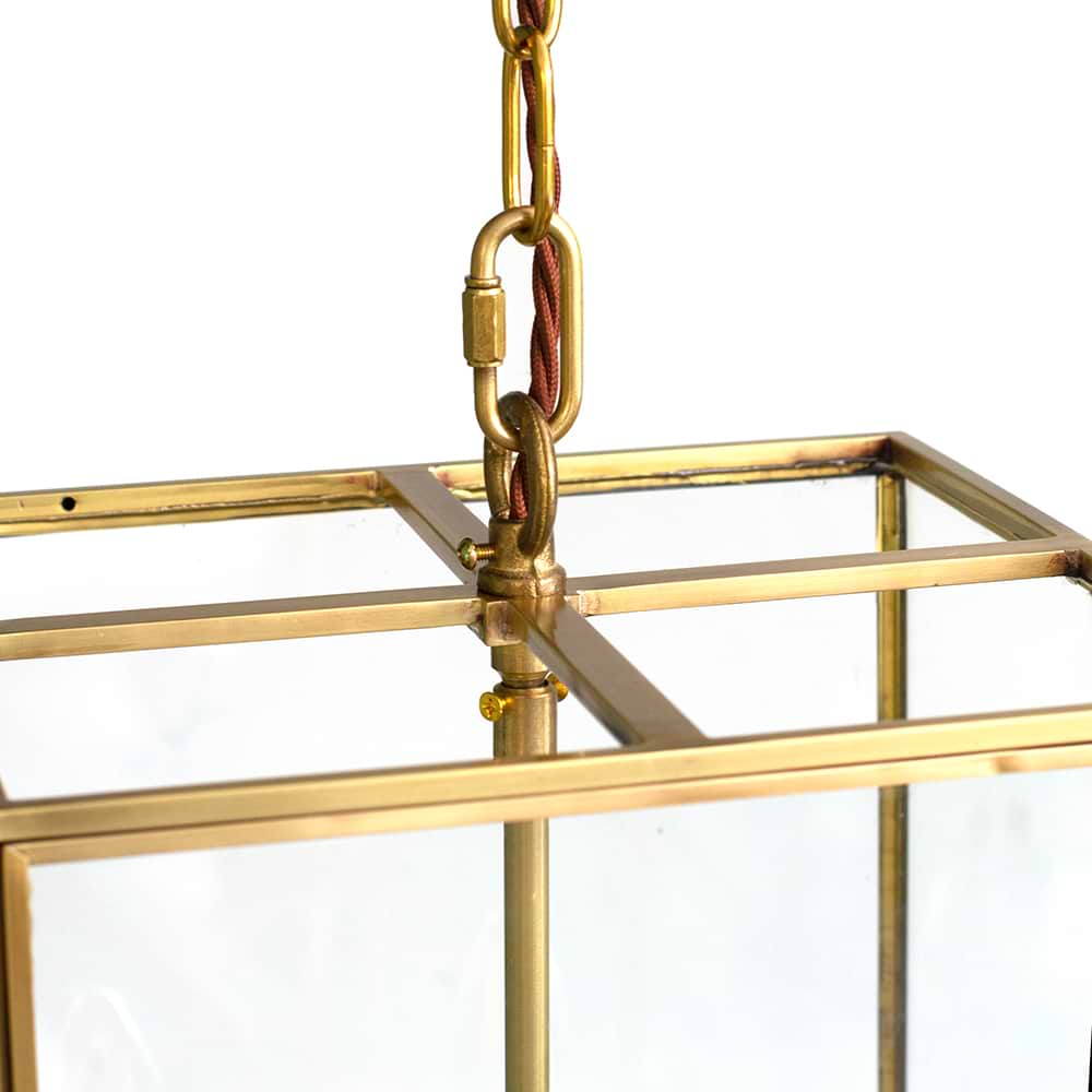 Soho Lighting London Lantern Pendant Crossbar Small Brass