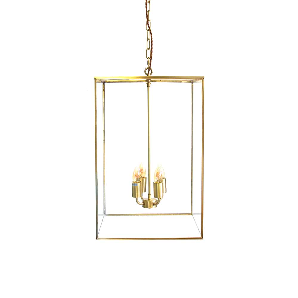 Soho Lighting London Lantern Pendant Crossbar Large Brass