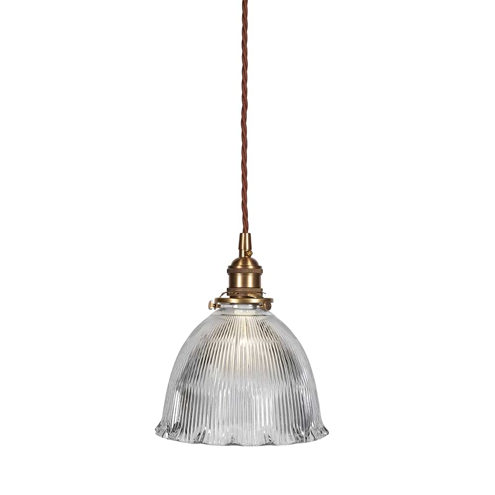 Soho Lighting D'Arblay Lacquered Antique Brass Scalloped Prismatic Glass Dome Pendant Light