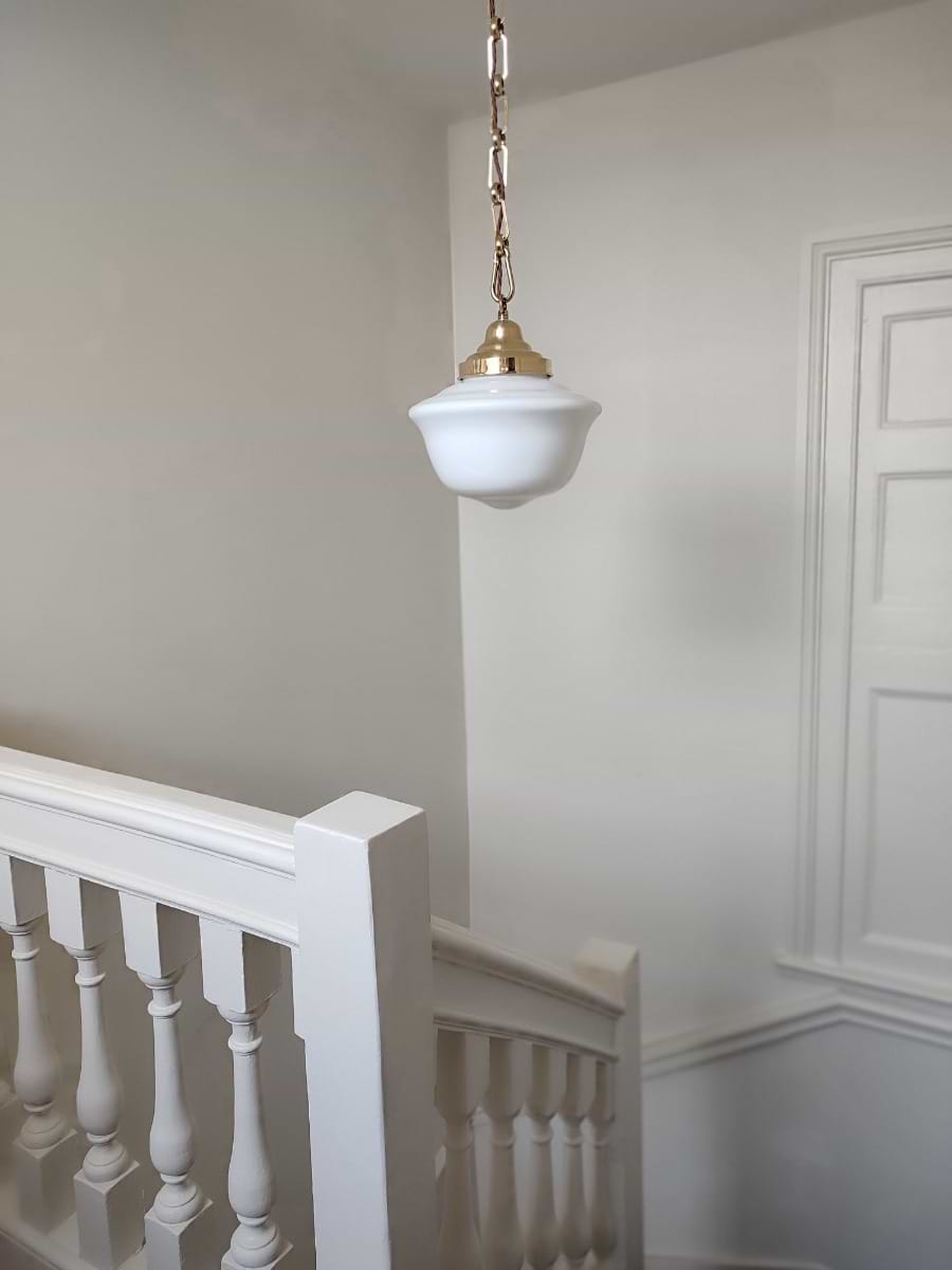 Soho Lighting Frith Brass Opaque Pendant Light - The Schoolhouse Collection