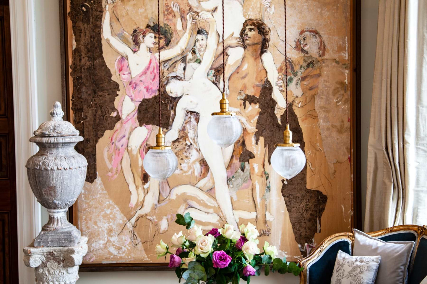 Soho Lighting Hollen Acorn Lacquered Antique Brass Prismatic Glass Pendant - The Schoolhouse Collection