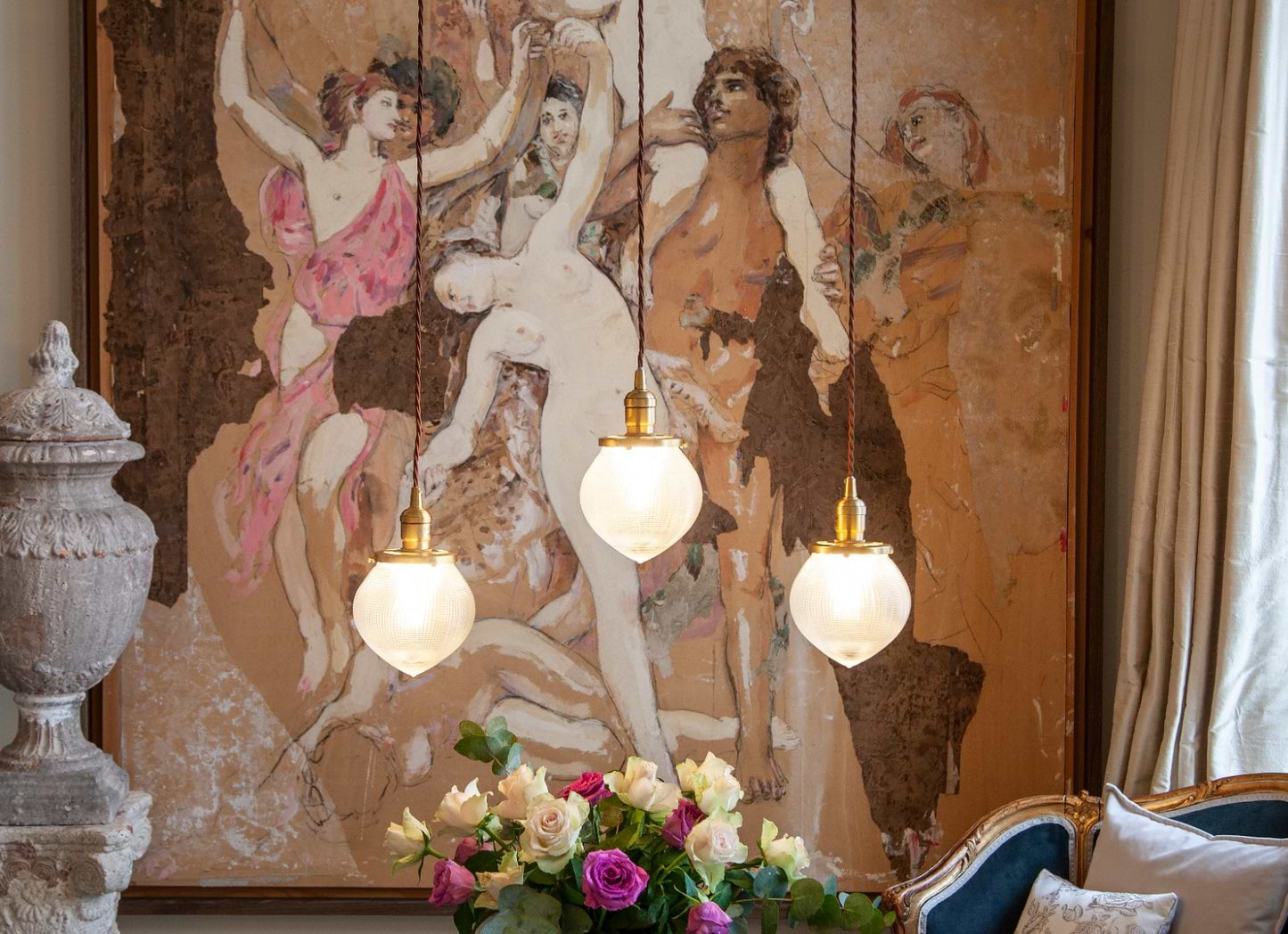 Soho Lighting Hollen Acorn Lacquered Antique Brass Prismatic Glass Pendant - The Schoolhouse Collection