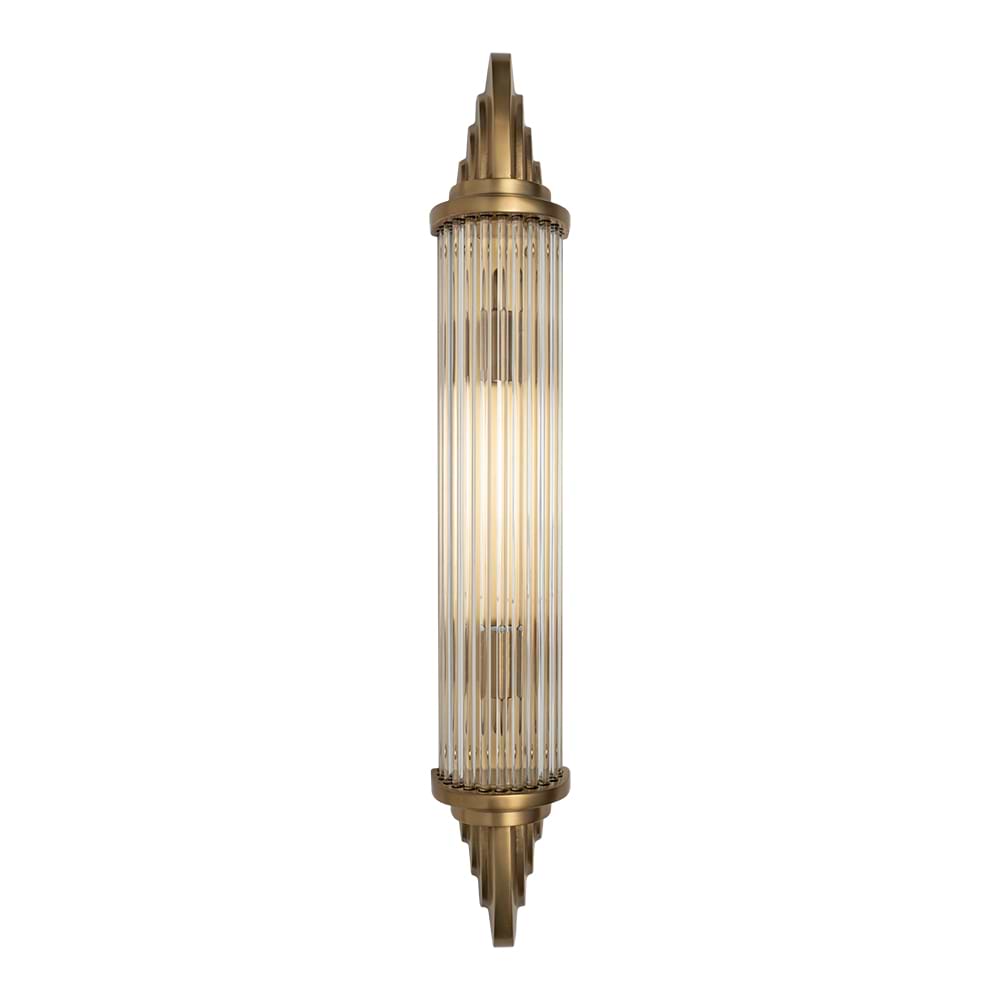 Soho Lighting Sheraton Lacquered Antique Brass IP44 Rated Art Deco Wall Light