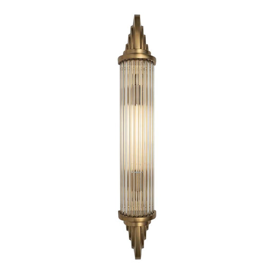 Soho Lighting Sheraton Lacquered Antique Brass IP44 Rated Art Deco Wall Light