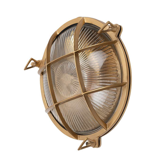 Soho Lighting Carlisle Grid Prismatic Glass IP65 Outdoor & Bathroom Laquered Solid Brass Bulkhead Wall Light