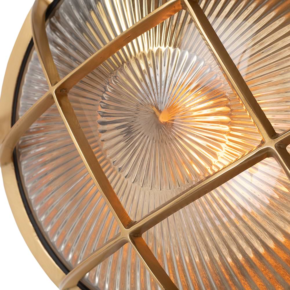 Soho Lighting Carlisle Grid Prismatic Glass IP65 Outdoor & Bathroom Laquered Solid Brass Bulkhead Wall Light