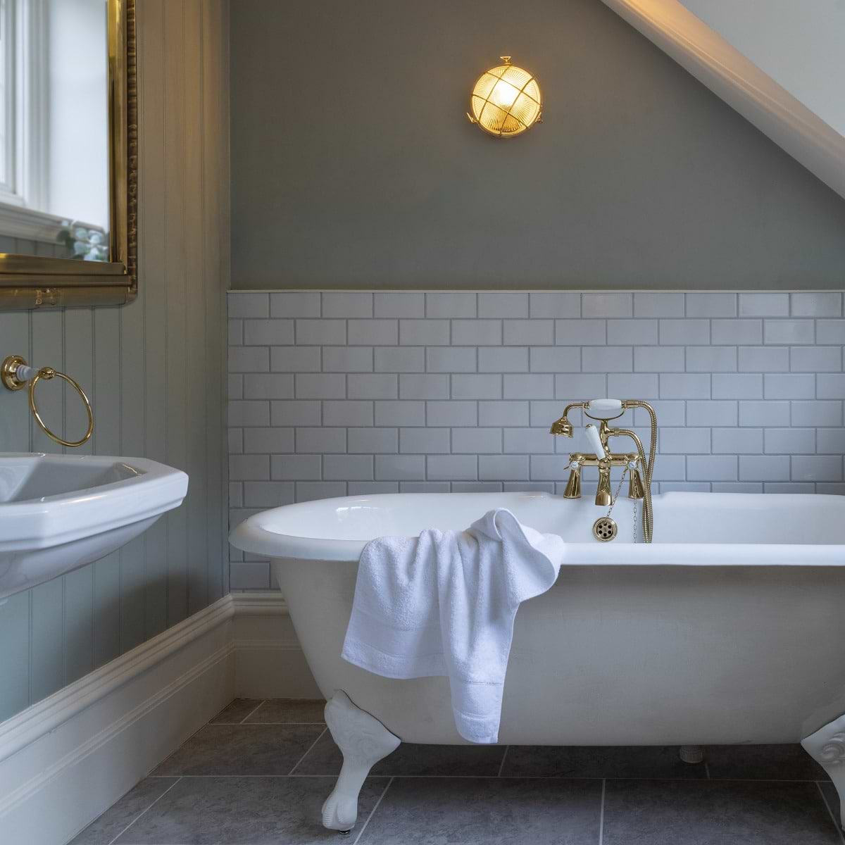 Soho Lighting Carlisle Grid Prismatic Glass IP65 Outdoor & Bathroom Laquered Solid Brass Bulkhead Wall Light