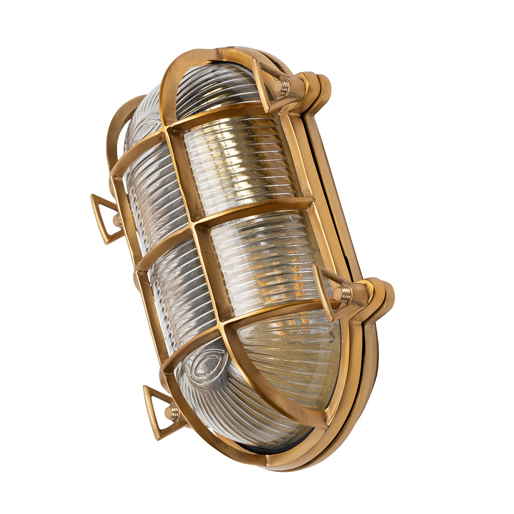 Soho Lighting Flaxman IP65 Outdoor & Bathroom Lacquered Solid Brass Bulkhead Wall Light