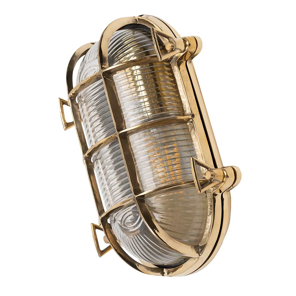 Soho Lighting Flaxman IP65 Outdoor & Bathroom Polished Solid Brass Bulkhead Wall Light