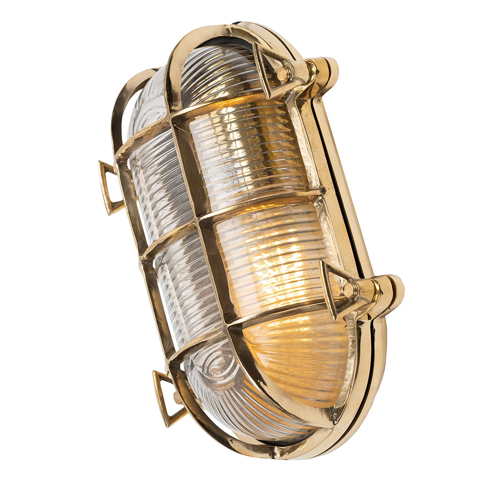 Soho Lighting Flaxman IP65 Outdoor & Bathroom Polished Solid Brass Bulkhead Wall Light