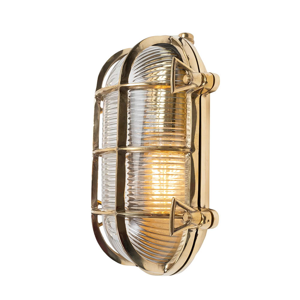 Soho Lighting Flaxman IP65 Outdoor & Bathroom Polished Solid Brass Bulkhead Wall Light