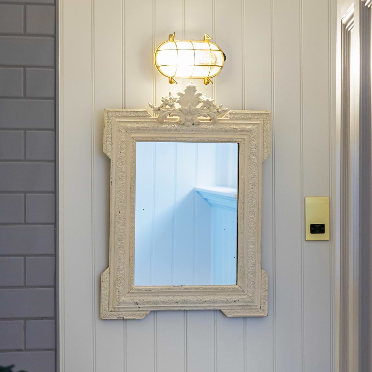 Soho Lighting Flaxman IP65 Outdoor & Bathroom Polished Solid Brass Bulkhead Wall Light