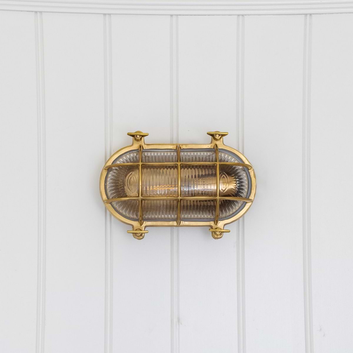 Soho Lighting Flaxman IP65 Outdoor & Bathroom Polished Solid Brass Bulkhead Wall Light