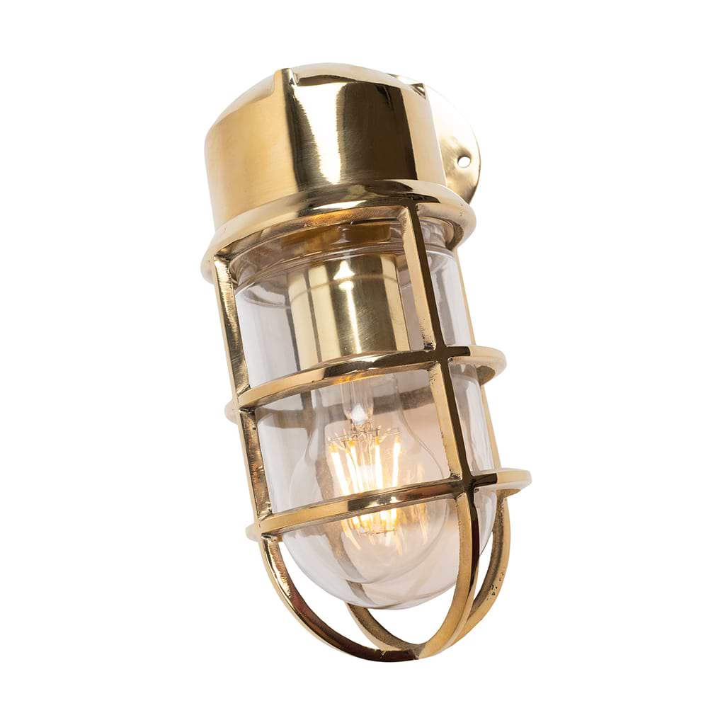 Soho Lighting Kemp IP65 Outdoor & Bathroom Polished Solid Brass Wall Light