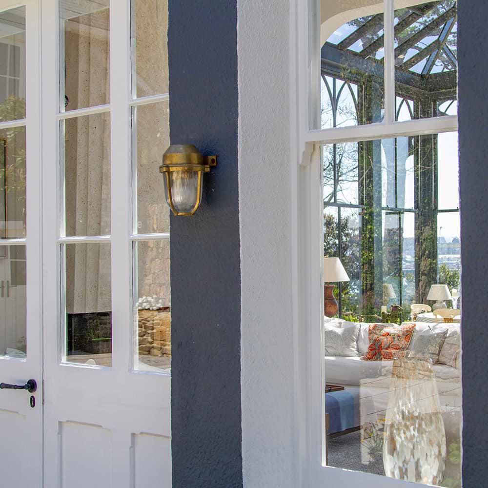 Soho Lighting Hopkin IP65 Outdoor & Bathroom Prismatic Glass Polished Solid Brass Wall Light